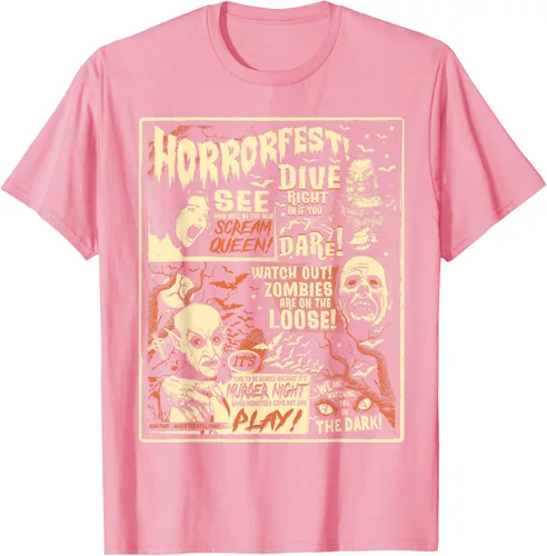 Vista 49 de Camiseta de terror vintage con póster de Halloween y película de terror Negro