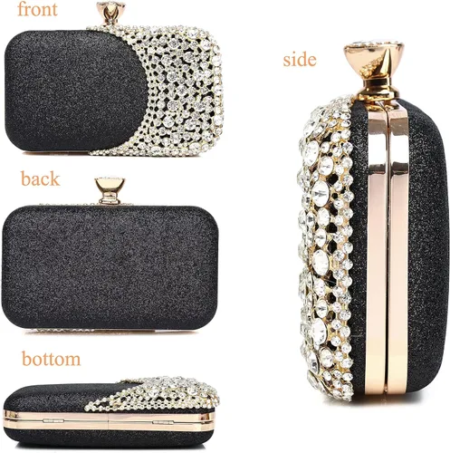 Vista 5 de FIVE FLOWER Womens Crystal Evening Clutch Bag Wedding Purse Bridal Prom Handbag Party Bag