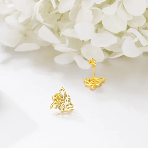 Vista 4 de Aretes de libélula celta de 14 quilates para mujer, aretes de tuerca de animales lindos para Navidad, San Valentín, Día de la Madre, regalos