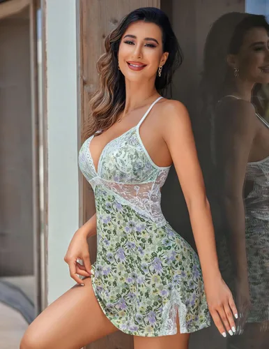 Vista 4 de Avidlove - Camisón para dormir tipo babydoll de lencería con encaje para mujer