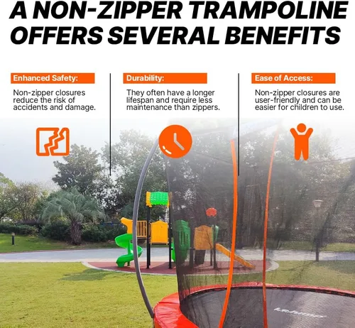Vista 2 de LeJump Trampolines grandes recreativos de 7.7 pies y 12 pies con red de cierre, aprobados por ASTM para exteriores para niños y adultos