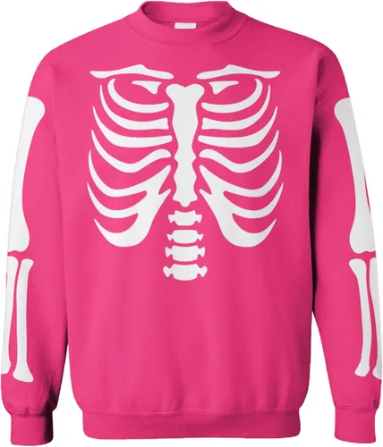Vista 6 de Pumpkin Face - Sudadera unisex con cuello redondo para Halloween Negro - Traje de esqueleto