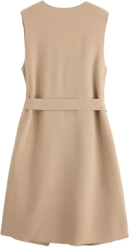Vista 2 de SheIn Chaleco casual con solapa y frente abierto para mujer, sin mangas, chaqueta con cinturón