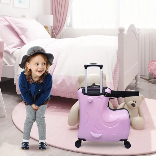 Vista 3 de CNCEST Carro de viaje portátil para niños de 20 pulgadas, portátil, universal, impermeable, unisex, con cerradura, adecuado para niños menores de 6