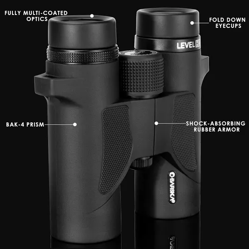 Vista 3 de Barska Binoculares impermeables Level HD – Prismas BAK-4, óptica recubierta de fase, a prueba de niebla, resistente a los golpes, listos
