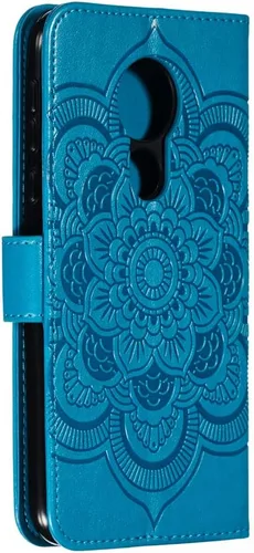Vista 3 de LEECOCO Moto G7 Power Case Mandala Embossing Luxury PU Leather Flip Notebook Wallet Bookstyle Magnetic Stand Card Slot Folio Bumper Funda