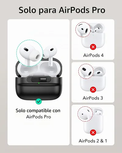 Vista 2 de ESR Funda para AirPods Pro (2023/2022/2019, 2ª/1ª generación), compatible con Airpods Pro 2 (cable USB-C/Lightning), listo para MagSafe, bloqueo