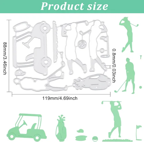 Vista 2 de GLOBLELAND Troqueles de corte de golf para manualidades, álbumes de recortes, deportes, troqueles para hacer tarjetas, decoración de sobres de álbum