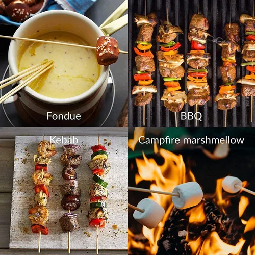 Vista 5 de JapanBargain 4113 - Pincho de bambú de 4 pulgadas, palillos de dientes largos, palillos de frutas, púas de cóctel, brocheta para parrilla, brocheta
