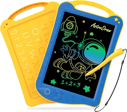 Vista 11 de [Certificado por ClimatePartner] HOMESTEC Astrodraw - Bloc de dibujo LCD colorido para niños, tablero de garabatos para niños de 3, 4, 5, 6 años