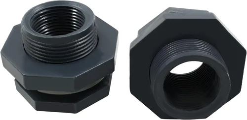 Vista 5 de 2 piezas Accesorio de Mamparo de PVC NPT1, Conector de Tanque de Agua de Plástico de 1 Pulgada Roscado Pasante, Accesorios de Tubería Pasante