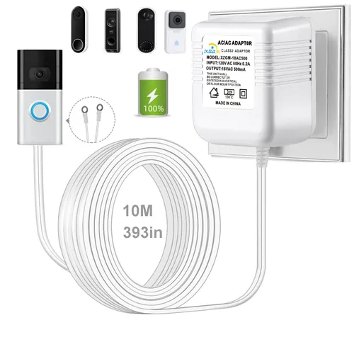 Vista 9 de Transformador de corriente especial para timbre de video, adaptador de corriente de 18V500MA para timbre Ring, compatible con Ring, Nest, Eufy