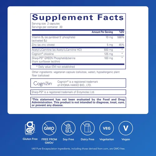 Vista 2 de Pure Encapsulations CogniPhos - Acetyl-L-Carnitine Supplement with Cognizin Citicoline & Phosphatidylserine - Supports Memory & Positive Mindset
