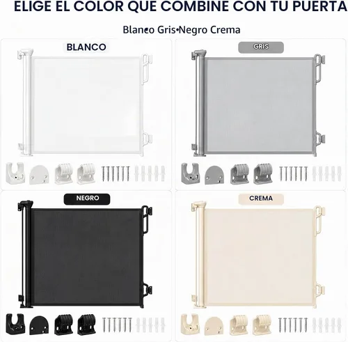 Vista 7 de SPACEANY Kit de piezas de repuesto retráctil para puerta de bebé, accesorios oficiales para puertas de seguridad SPACEANY - Incluye montaje de Gris