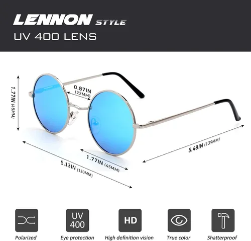 Vista 3 de CGID E01 Lennon - Gafas de sol polarizadas redondas unisex