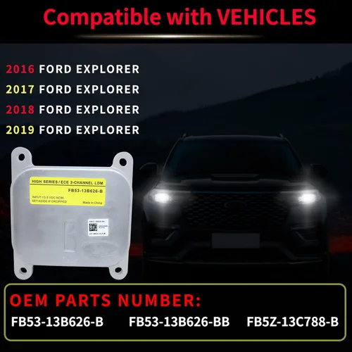 Vista 3 de Módulo de Faro LED de Reemplazo para FB53-13B626-B: Módulo de Faro 2016 2017 2018 2019 Ford Explorer - Módulo de Faro LED de Reemplazo