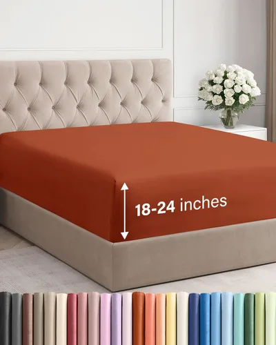Vista 47 de Sábana bajera ajustable extra profunda Twin XL – Sábana bajera individual de lujo de hotel solamente – Se adapta fácilmente a colchones de 18 a 24