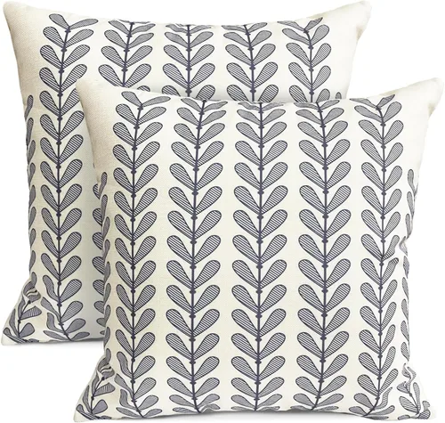 Vista 9 de Juego de 2 fundas de almohada decorativas negras boho 16x16 pulgadas, fundas de almohada de lino modernas estilo bohemia campestre para exteriores