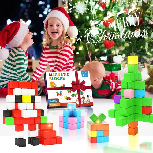 Vista 7 de Hiwawind 40 bloques magnéticos, regalos ideales para niños de 3, 4, 5, 6 años, juguetes de aprendizaje STEM para niños y niñas de 3 a 5 años