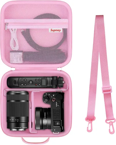 Vista 8 de Funda rígida de viaje para cámara digital Sony ZV-1F / ZV-1 / ZV-1 II, funda protectora para kit de accesorios Vlogger, trípode y micrófono