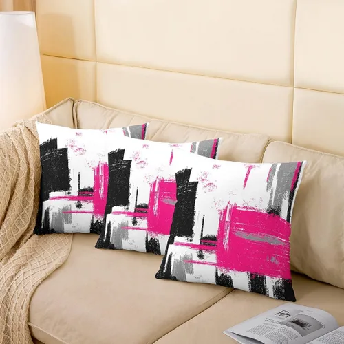 Vista 156 de Juego de 2 fundas de almohada abstractas de 16 x 16 pulgadas para niños, niñas, adolescentes, decoración de dormitorio, moderna a rayas, decoración