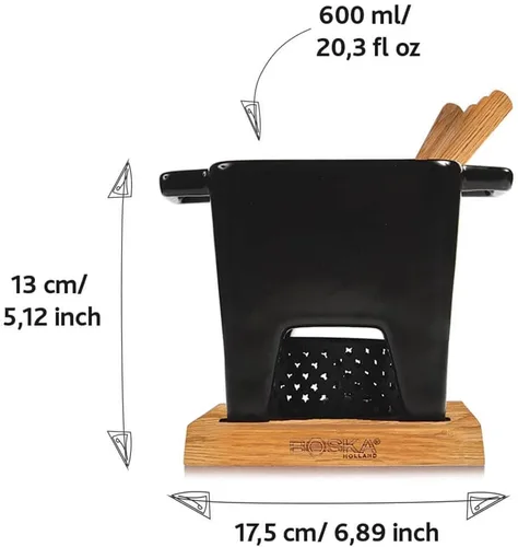Vista 5 de Boska Juego de fondue de tapas Tealight, ideal para queso o chocolate, apto para microondas, olla caliente de cerámica, fuente de chocolate