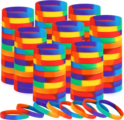 Vista 12 de Liliful 100 pulseras de goma de silicona, pulseras de goma para pulseras de silicona para mujeres y hombres (negro)