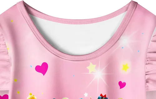 Vista 3 de Kids Princess Dress for Girls,Toddler Cartoon Short Long Sleeve Dresses Movie Costume Casual Home Wear Clothes 2-7T