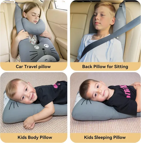Vista 5 de Almohada de viaje Longhuo, almohada para coche, almohada de viaje para niños, almohada para asiento de coche, almohada en forma de U para viajes