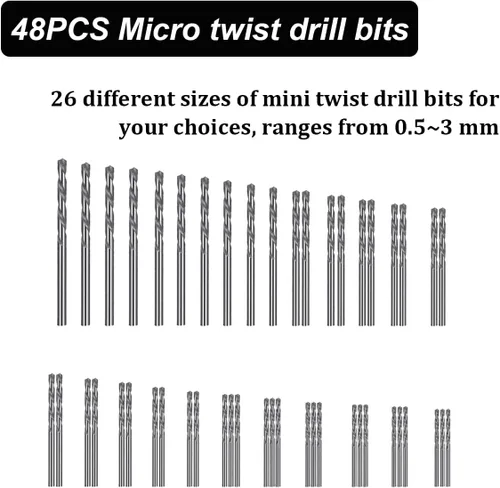 Vista 2 de Dianrui Juego de 60 taladros manuales con tornillo de banco que incluye un taladro de mano, unas pinzas de codo, 10 piezas de mini brocas de PCB