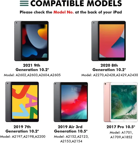 Vista 2 de Funda de teclado LAMA para iPad de 10.2 pulgadas, estuche inalámbrico con teclado con soporte para lápices para iPad de 10.2 y 10.5 pulgadas