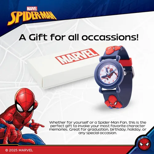 Vista 6 de Marvel Spiderman Watch for Kids - Spiderman Watch Boys - Spider-Man Watches for Boys 4-6 - Toys - Kids - Marvel Toddler - Teen - Dark Blue Case