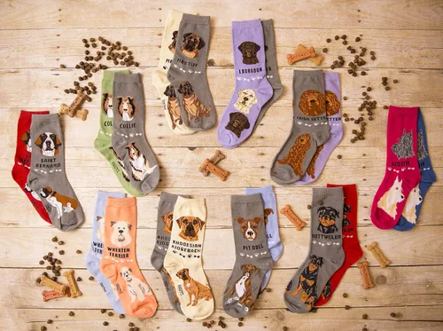 Vista 3 de Calcetines unisex Foozys Crew Calcetines novedosos para perros de razas grandes y medianas (2 pares), unisex, Pit Bill