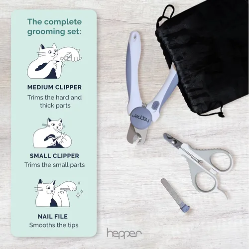 Vista 6 de Hepper Kit de cortaúñas para gatos, pequeño y grande, lima y bolsa, color azul