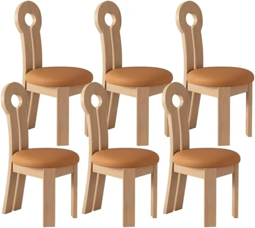 Vista 24 de YVYKFZD Dining Chairs Set, Solid Wood Dining Room Chair, Upholstered Kitchen Chairs, Unique Key-Shaped Living Room Chair, for Offices Bedroom Study