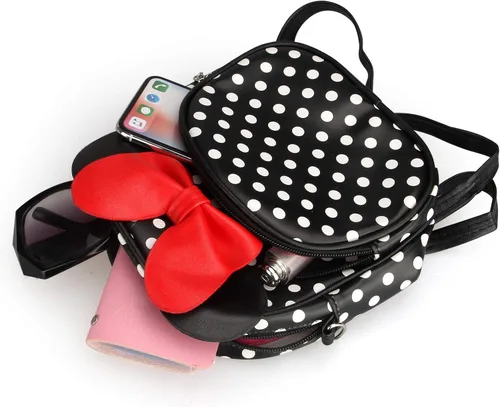 Vista 7 de Linda mochila de ratón para niñas mini mochila pequeña mochila para mujer bolsa de viaje para niña pequeña Negro 87 x 7 inch Mochila Minnie Mouse