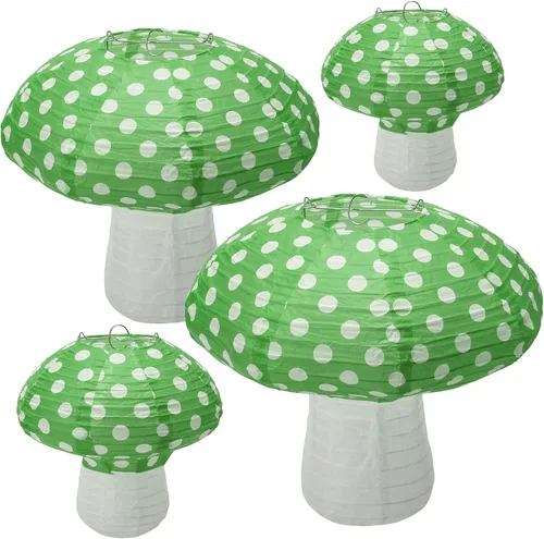 Vista 12 de 4 linternas de papel con forma de hongo, faroles grandes en forma de hongo para guardería, jardín, decoración de fiesta de Navidad, 8 pulgadas, 12