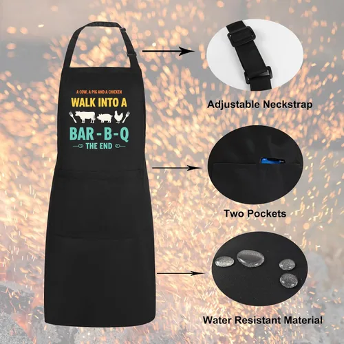 Vista 6 de Delantales divertidos para hombres, cocinar a la parrilla, regalos del día del padre para marido, papá, regalos de aniversario de cumpleaños para él