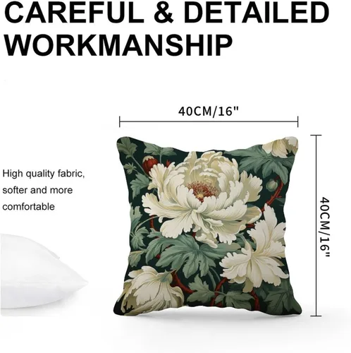 Vista 3 de Funda de almohada Honshu in Robins Egg Chinoiserie Floral Fundas de almohada blancas y verdes asiáticas, fundas de cojín modernas, decorativas