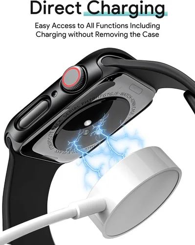 Vista 9 de JR.DM - Juego de 2 fundas de policarbonato duro de 38 mm con protector de pantalla de vidrio templado HD para Apple Watch Series 3/2/1, protector