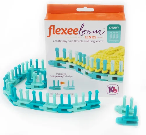 Vista 9 de Authentic Knitting Board Flexee Loom Links Skinny, calibre pequeño, para hilo fino, 48 eslabones, 96 clavijas