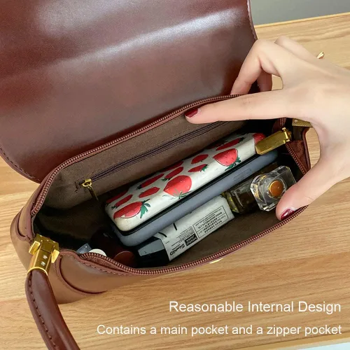 Vista 5 de Pequeño bolso de hombro de embrague para las mujeres mini bolso de mano de cuero con cierre de hebilla