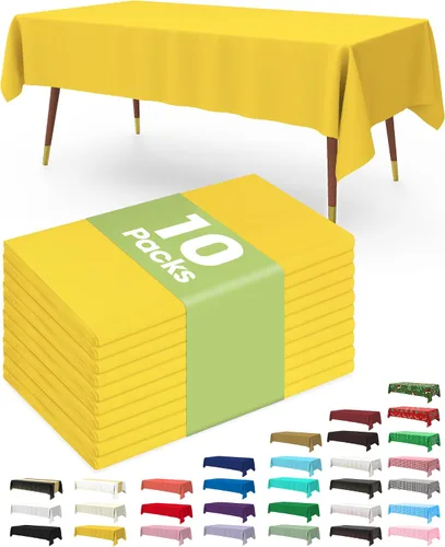 Vista 35 de Pureegg Juego de 10 manteles de plástico desechables, 54 x 108 pulgadas, para fiestas de cumpleaños, picnic, manteles blancos, rectangulares
