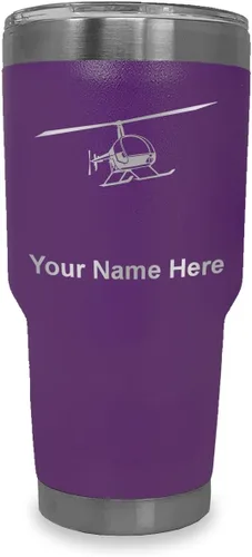 Vista 16 de LaserGram Vaso aislado al vacío de 20 onzas, helicóptero 2, grabado personalizado incluido (negro)