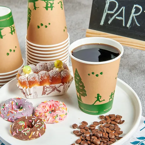 Vista 5 de ECOLipak 240 unidades de 12 onzas Tazas de papel compostables, tazas de café desechables biodegradables con revestimiento de PLA, tazas de papel