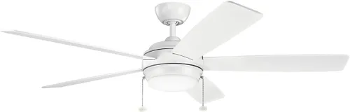 Vista 4 de KICHLER 330171MWH Ventilador de techo con 5 aspas blanco mate/blanco mate con luz de 48 vatios, blanco mate