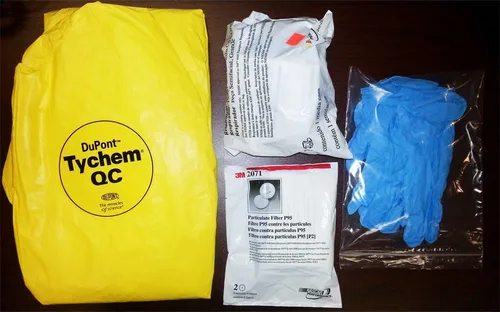 Vista 3 de Disfraz de Halloween Breaking Bad con media máscara y guantes talla L