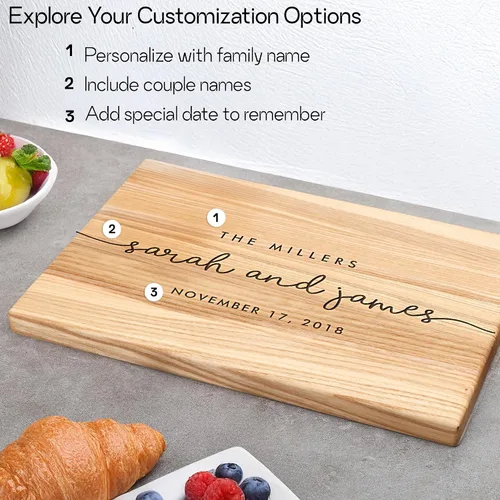 Vista 5 de Tabla de cortar personalizada, grabado personalizado con apellido, tabla de cortar de madera personalizada, regalo de recuerdo para padres, Navidad
