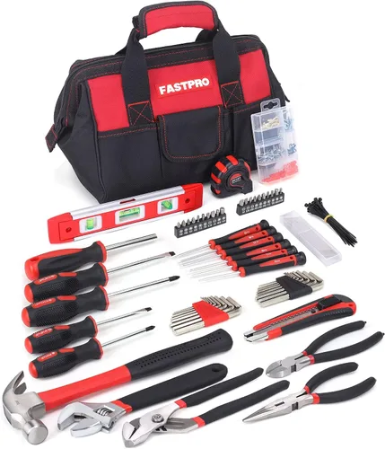 Vista 8 de FASTPRO Juego de herramientas de reparación del hogar de 215 piezas con bolsa de almacenamiento abierta de boca ancha de 12 pulgadas, kit de Verde