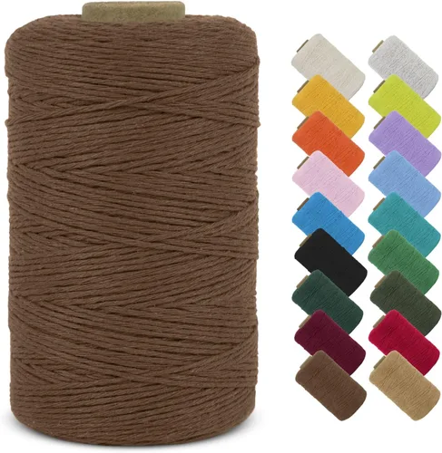 Vista 14 de Cuerda de macramé de algodón natural de 0.039 in x 426 yardas, cuerda de colores para manualidades, fabricación de joyas, colgar en la pared Verde